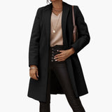 Women's Long Coat with Collar and Buttons