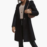 Women's Long Coat with Notched Collar