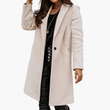 Women's Long Coat with Collar and Buttons