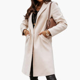 Women's Long Coat with Collar and Buttons