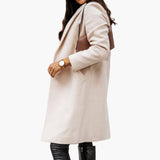 Women's Long Coat with Notched Collar