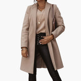 Women's Long Coat with Collar and Buttons