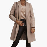 Women's Long Coat with Notched Collar
