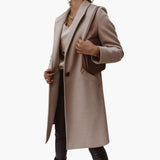Women's Long Coat with Collar and Buttons