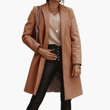 Women's Long Coat with Collar and Buttons