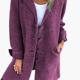 Women's Coat with Button Closure and Front Pockets