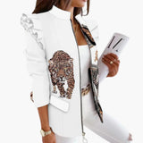 Women's Pattern Jacket with Zipper
