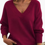 Women's Oversized Sweater with V-Neck
