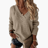 Women's Oversized Sweater with V-Neck