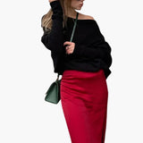 Women's Oversized Sweater with Wide Neckline
