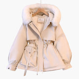 Women's Parka with Hood and Adjustable Waist