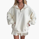 Women's Pullover with Half-Zip and Pleated Skirt