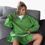 Women's Pullover with Half-Zip and Pleated Skirt