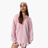 Women's Pullover with Half-Zip and Pleated Skirt