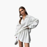 Women's Pullover with Half-Zip and Pleated Skirt