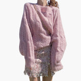 Women's Sweater with Open Knit Surface