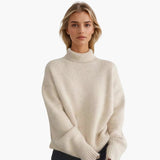 Women's Sweater with Turtleneck and Ribbed Cuffs