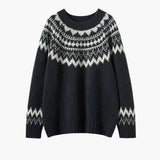 Women's Sweater with Round Neck and Knit Pattern