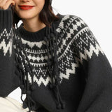 Women's Sweater with Round Neck and Knit Pattern