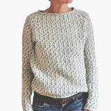 Women's Pullover with Round Neck and Striped Pattern