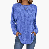 Women’s Sweater with Round Neck and Ribbed Hem