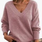 Women's Sweater with V-Neck and Long Sleeves