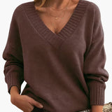 Women's Sweater with V-Neck and Long Sleeves