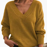 Women's Sweater with V-Neck and Long Sleeves