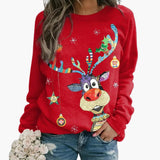 Women's Sweater with Festive Pattern and Long Sleeves