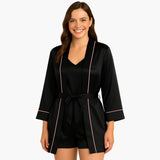 Women's Satin Pajama Set with Kimono