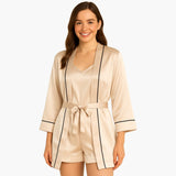 Women's Satin Pajama Set with Kimono