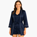 Women's Satin Pajama Set with Kimono