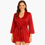 Women's Satin Pajama Set with Kimono
