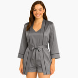 Women's Satin Pajama Set with Kimono