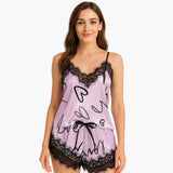 Women's Pajama Set with Spaghetti Top and Printed Shorts