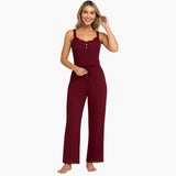 Women's Pajama Set with Lace Trim and Drawstring Pants