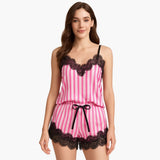 Women's Pajama Set with V-Neck Top and Shorts