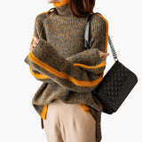Women's Striped Turtleneck Sweater