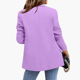 Women's Slim Fit Blazer with Notched Collar and Long Sleeves