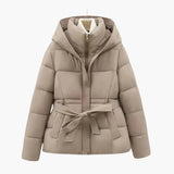 Women’s Quilted Jacket with Hood and Belt