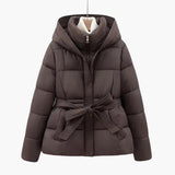 Women's Quilted Jacket with Hood and Belt