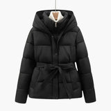 Women’s Quilted Jacket with Hood and Belt