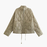Women's Quilted Jacket with Zipper and Side Pockets