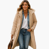 Women's Quilted Coat with Hood and Lined Interior