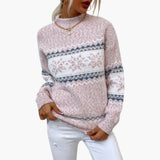 Women's Knit Sweater with Fair Isle Pattern