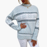 Women's Knit Sweater with Fair Isle Pattern