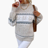 Women's Knit Sweater with Fair Isle Pattern