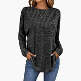 Women's Knit Sweater with Ribbed Surface