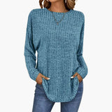 Women's Knit Sweater with Ribbed Surface