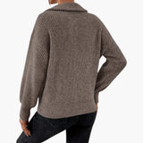 Women's Knit Sweater with Half Zip and Ribbed Knit